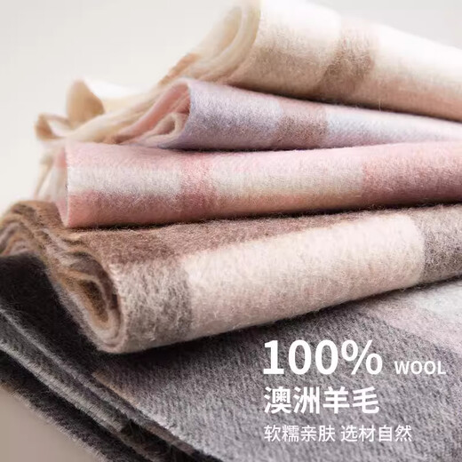 Wooden Boat Fish British Style 100% Wool Plaid Scarf Women's Winter Youth Versatile Women's Warm Couple Scarf Birthday Gift Azure Mocha Pattern (100% Australian Wool New Plaid)