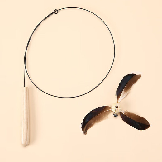 CFA competition grade wooden handle cat stick feather bell detachable replacement head cat toy durable and scratch-resistant pet toy pearl feather replacement head