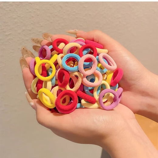 Children's hair band for girls with high elasticity and no damage to the hair. Little girl's braided hair rubber band hair accessories. Durable leather cover. Spring color 200 pieces.