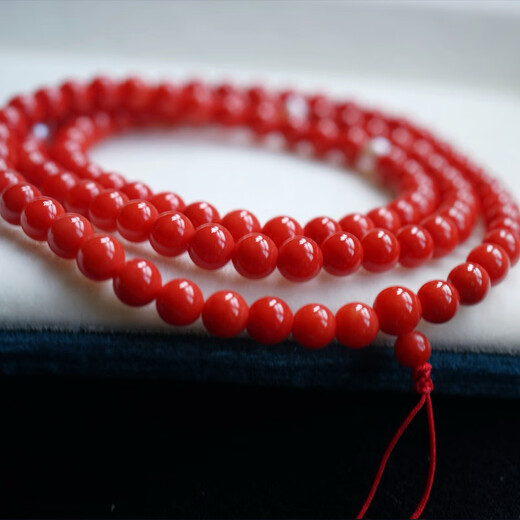 Ten-leaf natural red coral bracelet A-grade sardine coral 5mm108 Buddhist beads rosary bracelet