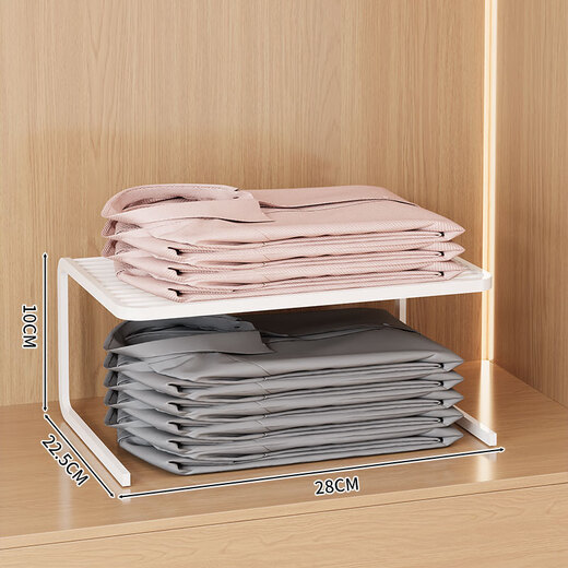 Don't waste time wardrobe layered partition cabinet built-in layered partition shelf multi-layer kitchen desktop storage rack layered artifact single layer white 28*22.5*10cm