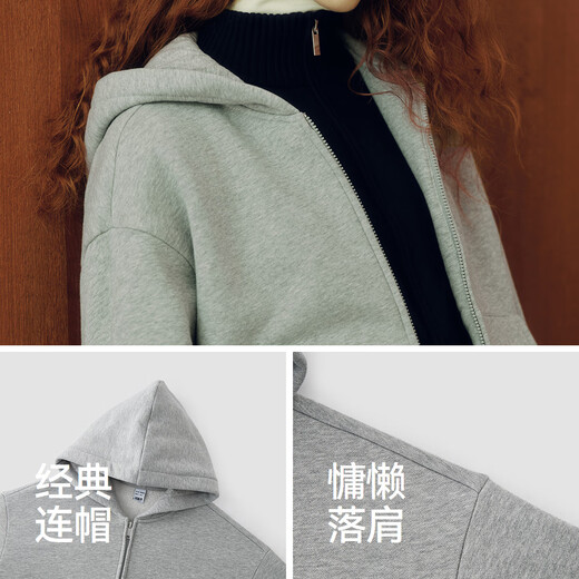 Semir coat women's polar fleece off-shoulder loose and lazy temperament winter 2025 hooded jacket ins trend 109725108005