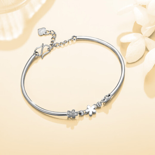 Wanfu Dragon Bracelet Flower Girl Rhyme丨PT950 Platinum Bracelet Huayang Simple Temperament Platinum Bracelet Women's Commuting Versatile Gift for Girlfriend Huayang PT950 Platinum Bracelet 6.2g