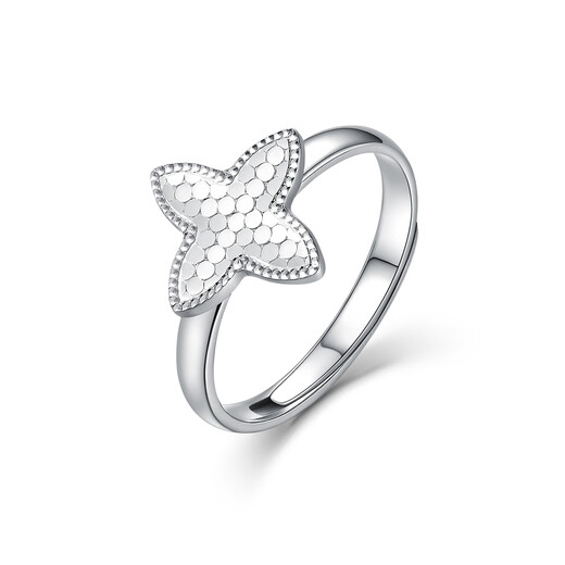 Wanfulong genuine PT950 platinum four-leaf flower ring honeycomb starburst design light luxury high-end birthday gift 4.05g