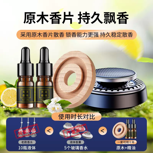 Yusenyi Car Aromatherapy Car Perfume Long-lasting Light Fragrance Car Ornaments Men's Special High-end Solar Accessories Internet Celebrity Obsidian Black Top Cologne-Ocean Rotating Fragrance Removes Aldehydes and Deodorizes 1g