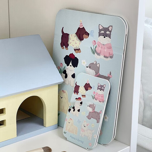 Mirror makeup mirror foldable desktop makeup mirror portable large student dormitory gift female beauty mirror makeup mirror cute blue puppy makeup mirror large size