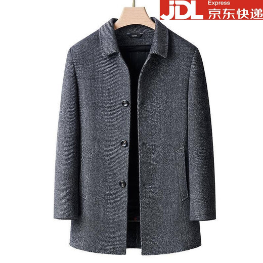 Montagut double-sided cashmere coat men's mid-length windbreaker thickened middle-aged casual woolen woolen coat Khaki Y2007 4XL 195-