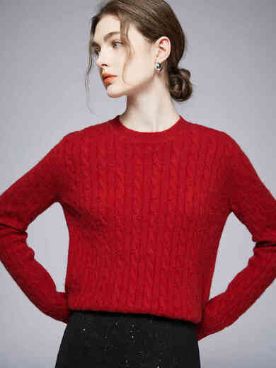 SENLIYA International Light Luxury High-End Cashmere Sweater 25 Pairs Thickened Cashmere Sweater Women's Pullover Solid Color Round Neck Twist Sweater Women Warm Cloud White M