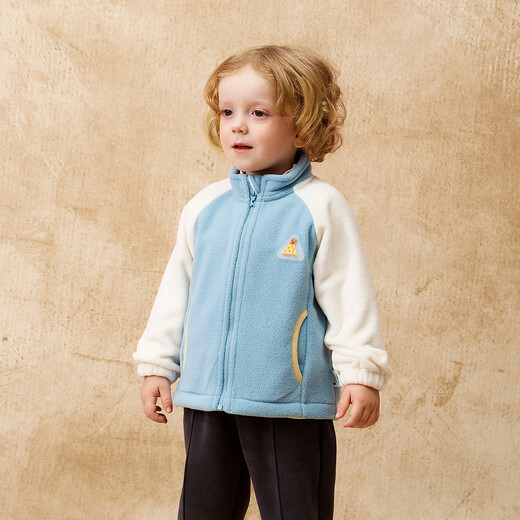 Tongtai (TONGTAI) baby coat spring and autumn baby clothes children's polar fleece top children's stand-up collar cardigan blue 90cm