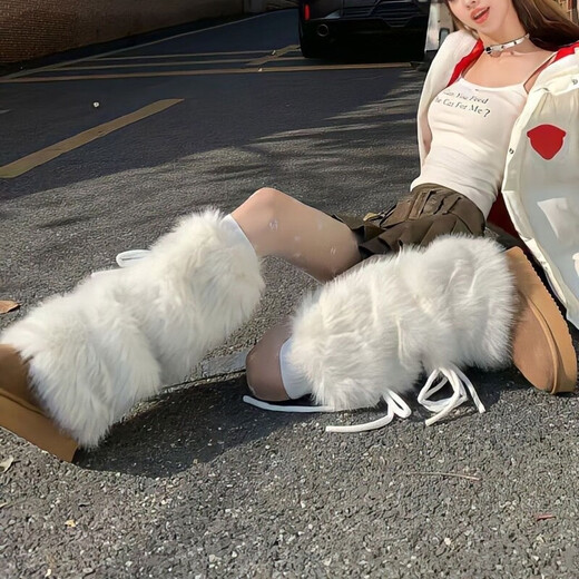 JIOESC Sock Covers Piles of Socks Women's Autumn and Winter Versatile Y2k Hot Girls Bow Strap Plush Warm Mid-calf Socks Leg Guards Plush White-Bow Knot Strap Sock Covers Sweet Spicy Versatile 1 Pair One Size