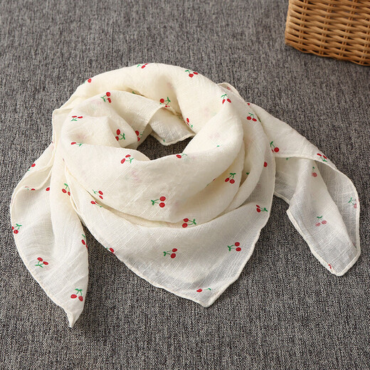 Korean version of the new 70*70 small square scarf for women, versatile breathable cotton and linen scarf, air-conditioned room neck protector, children's parent-child scarf, rabbit snow bud color 70*70 square scarf