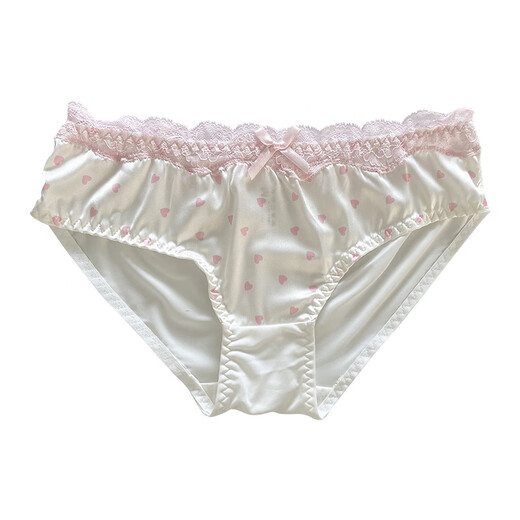 Universal Japanese sweet lace underwear, heart pattern women's underwear, ice silk low-waist briefs, breathable and sweet women's underwear, pink, 12% off for orders over 5 pieces, one size fits all