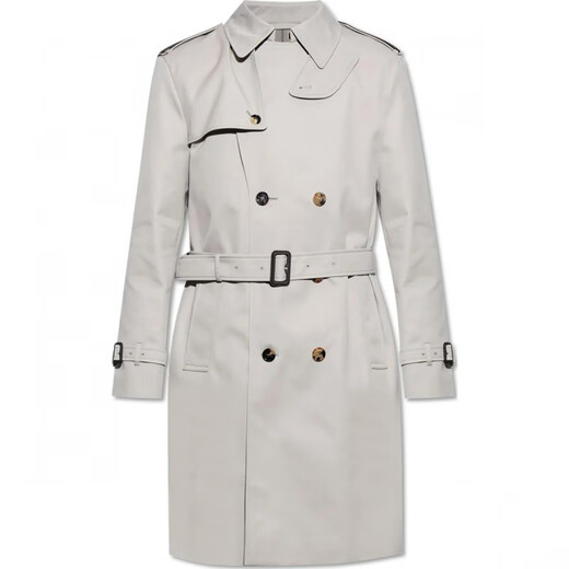 BURBERRY New Year's gift Burberry solid color mid-length double-breasted long-sleeved windbreaker men's gray gray one size 48