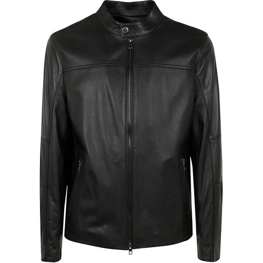 MICHAEL KORS纯色立领拉链长袖皮衣男款黑色 黑色 M