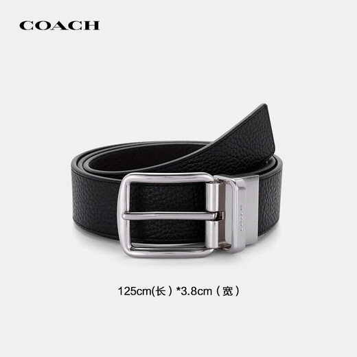 COACH brand direct supply men's belt double-sided cow leather belt 3.8CM black CQ023 New Year gift