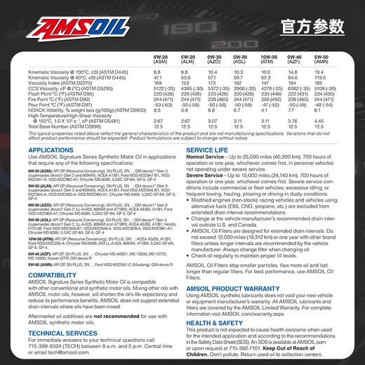 AMSOIL fully synthetic motor oil signature version 0W-20 3.78L SP A1/B1 GF-6A imported from the United States ASM1G