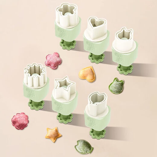 Yuexin Ke Food Grade Food Complementary Mold Automatic Edge Sealing Baby Butterfly Noodle Won Stew Household Embossing Grinding Tool One-click Demold Upgraded Automatic Edge Sealing Model Fish + Rabbit + Heart + Flower + Star Wonton Mold + 10 Decorating Bags + Oil Brush