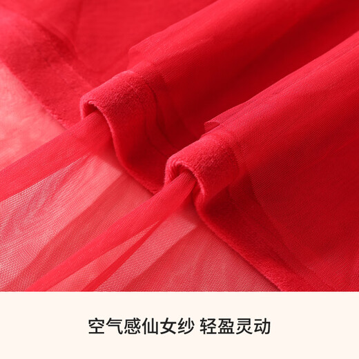 Classic Teddy Girls Dress Children's Mesh Splicing Princess Skirt Children's Winter Plush Warm Long Skirt Big Red 120