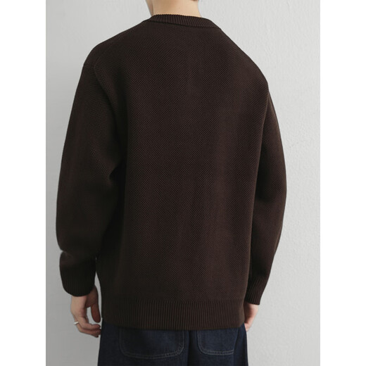 Zhimei high-end cotton Henry collar sweater men's loose long-sleeved pullover sweater with autumn and winter thickened bottoming shirt trendy black M _110Jin Jin is equal to within 0.5 kg