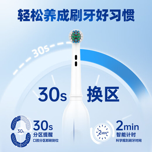 Oral-B universal brush head electric toothbrush for adults/students rotating type 3D fully wrapped tooth cleaning round head whitening gum protection holiday gift for boys and girls white (6 brush heads + travel box)