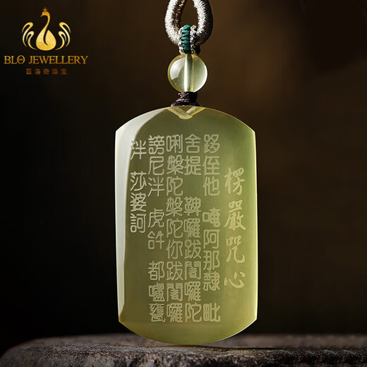 Bailuoqi Natural Citrine Pendant Men's Surangama Mantra Heart Sutra Necklace Peace and Sound Pendant Amulet