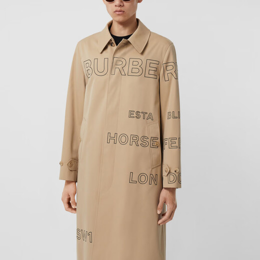 Burberry (BURBERRY) New Year's gift Burbrry letter printed mid-length casual windbreaker for men, honey color, honey color, same style for men and women, one size 52