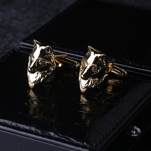 Lieshang golden northern wolf cufflinks French shirt cufflinks business shirt cuff buttons men’s cufflinks golden northern wolf_cufflinks