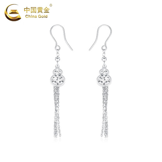 China Gold (CHINA GOLD) PT950 platinum tassel ear hooks for women, high-end and light luxury, platinum Valentine's Day birthday gift for girlfriend and wife, platinum gourd tassel ear hooks, about 4.4g