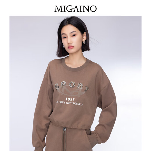 MIGAINO Women's 2025 Autumn New Urban Light Outdoor Sweatshirt Half Skirt Casual Sports Suit MO32MC001 Coconut Shell Color 160/84A/M