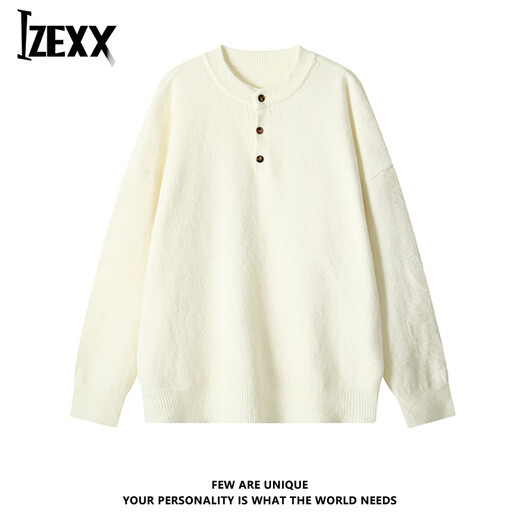 IZEXX knitted sweater Henry collar sweater men's autumn loose and versatile casual sweatshirt inner top MY19 light gray XL