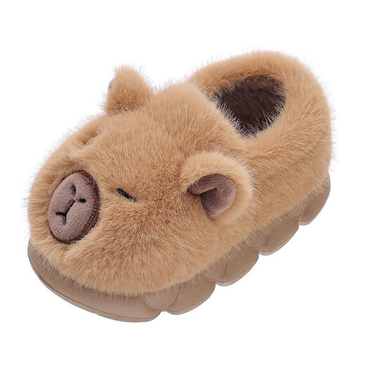 HG children's cotton slippers 6-12 years old with heel included for autumn and winter for boys and girls, warm plus velvet and thickened baby cotton shoes with full heel included, size 26/27 (shoe inner length 16CM)