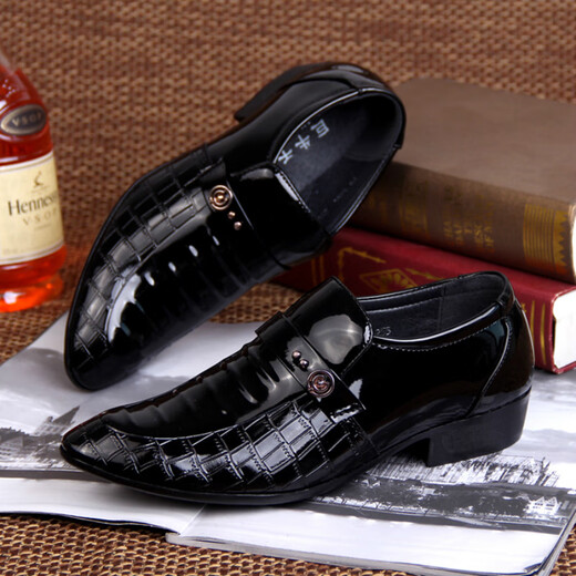 R RED DRAGONFLY red dragonfly new spring and autumn wedding dress studio photo men's leather shoes white casual shiny youth Korean style groom's leather black_6210 giant cow 37