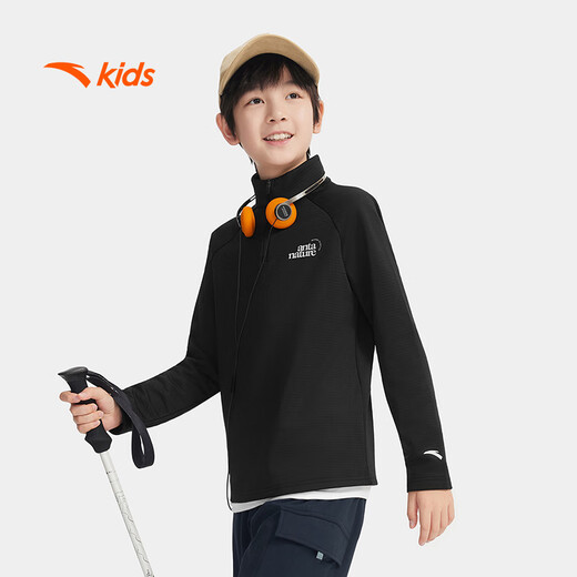 Anta children's knitted long-sleeved shirt for boys and girls, comfortable and skin-friendly, plus velvet bottoming long-sleeved shirt for both small and large children TA72546402