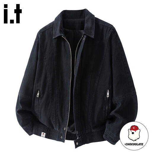 CHOCOOLATEit pure cotton denim jacket men's versatile casual jacket autumn new trendy brand handsome top black L