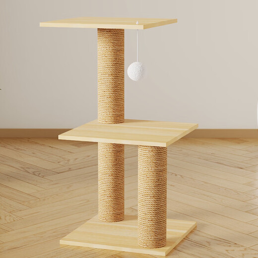 【源头工厂】猫爬架猫窝太空舱猫树一体实木剑麻猫玩具耐抓猫转盘 实木019（35*35*62CM)