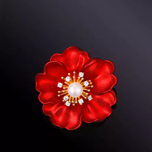 Kamalun (KAMALUN) luxury red rich flower peony brooch high-end women's corsage suit coat temperament pin gift to elder leaders Danhua Yingzhen brooch set