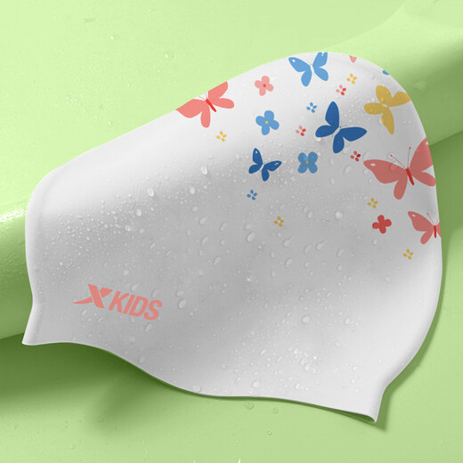 Xtep swimming goggles for boys and girls, high-definition, soft, comfortable, anti-fog, professional swimming training cap set, white swimming cap + blue small frame swimming goggles, one size fits all