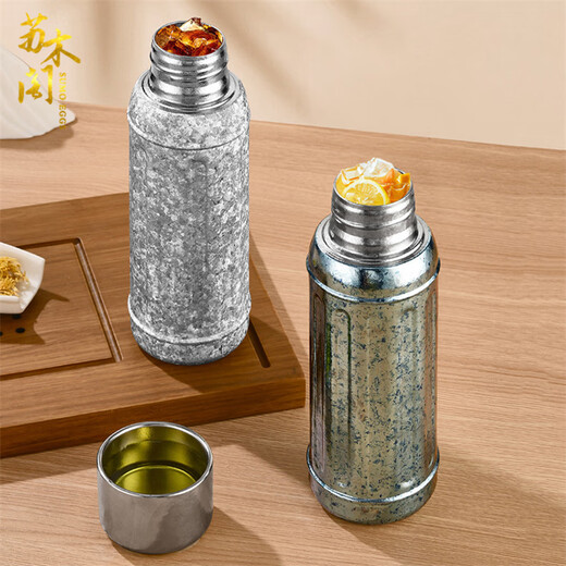 SUMO EGGS Pure Titanium Insulated Tea Cup Men's Titanium Cup High-end Tea Separator Cup Women's High-Looking Cup Light Luxury Water Cup Haoyue Silver 450ML