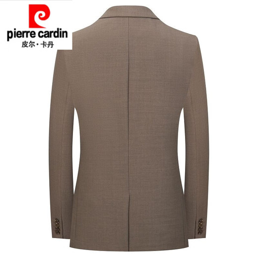 Pierre Cardin high-end pure wool suit men's autumn and winter middle-aged business formal slim fit suit dress suit khaki one button suit + trousers + vest 4XL 195 size