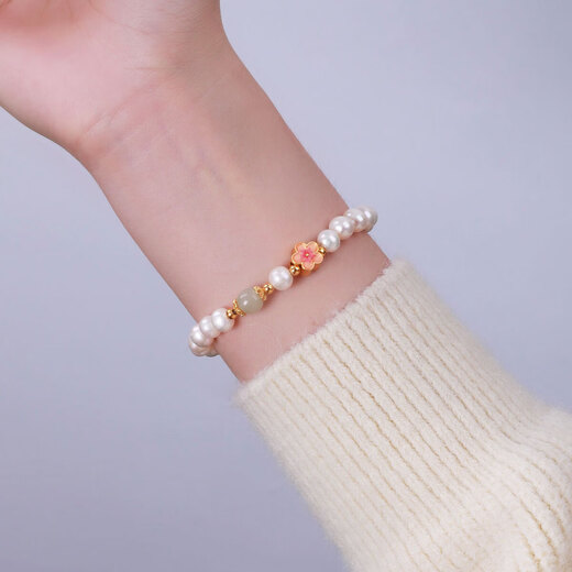 Star's same natural freshwater pearl retro plum blossom beaded girl's bracelet Valentine's Day gift jewelry bracelet flower pearl bracelet