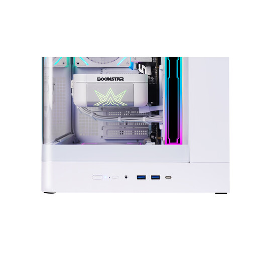 玩嘉问界PLUS白色一体式曲面玻璃海景房机箱游戏电脑台式机ATX/360水冷/背插三面侧透TypeC/ARGB灯条