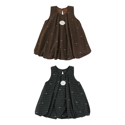 Young girls 2025 winter new sweet sleeveless bud skirt polka dot cute slimming thickened warm vest skirt coffee color 100 cm