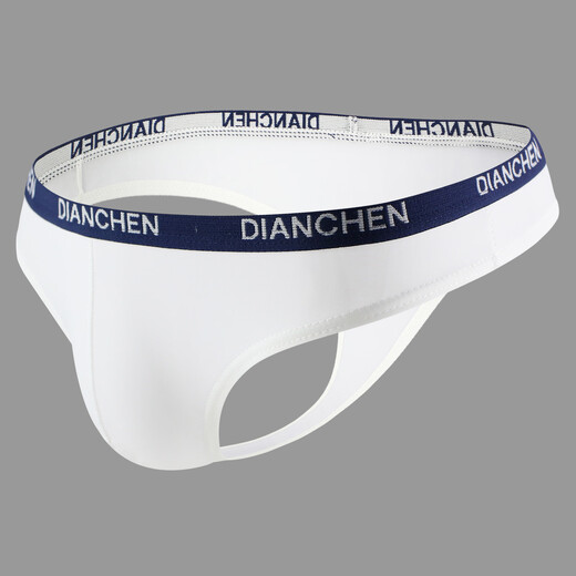 Men's underwear letter low waist sexy ice silk sexy large thong black M