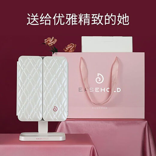 EASEHOLD LED makeup mirror desktop with light folding dormitory desktop beauty bedroom dressing mirror for women, exclusive pearl white-5000 mAh