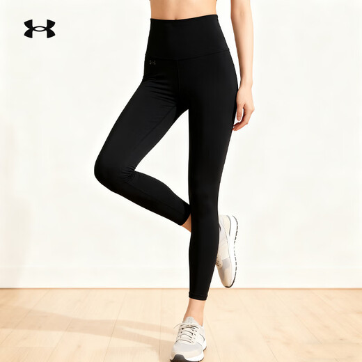 Under Armor New Yoga Pants Autumn Motion Women's High Waist Pilates Sports Tight Nine-Point Pants 1379174 1379174-001 S