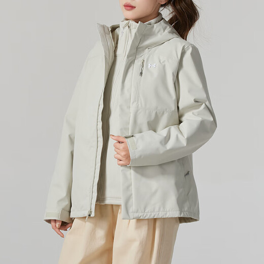 Under Armor Jacket UA Windproof Mountain Series Three-in-One Warm Windproof Hooded Outdoor Sportswear Loose Jacket for Men and Women Couples 1371593-110 M