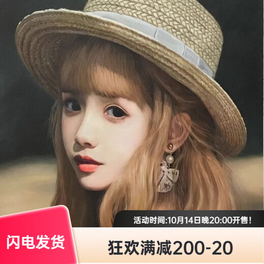 Zhanwei oil painting custom photo characters pure hand-painted handmade real portrait painting landscape pet wedding photo decoration oil painting character portrait wedding dress customization