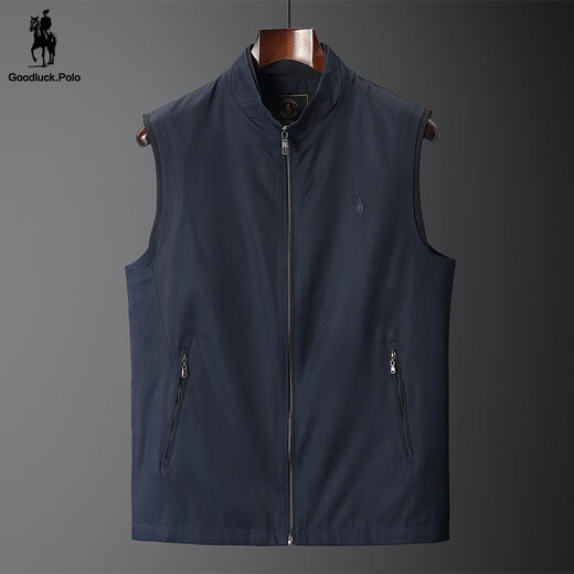Polosport American Paul Classic Men's Thin Stand-up Collar Vest Autumn Thick Sleeveless Vest Vest Casual Vest Men Dark Blue 2XL 185/100A