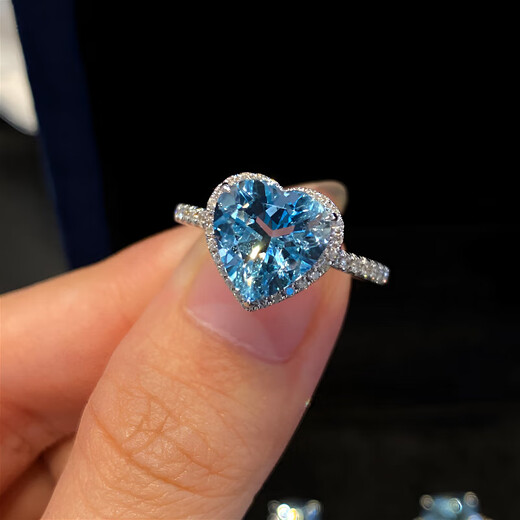 HEEKAIYI Santa Maria Aquamarine Ring Women's 18k Gold Diamond Ring Chinese Valentine's Day Birthday Gift for Wife Customized 3.1 carat/Santa Maria Ring Number Contact Customer Service