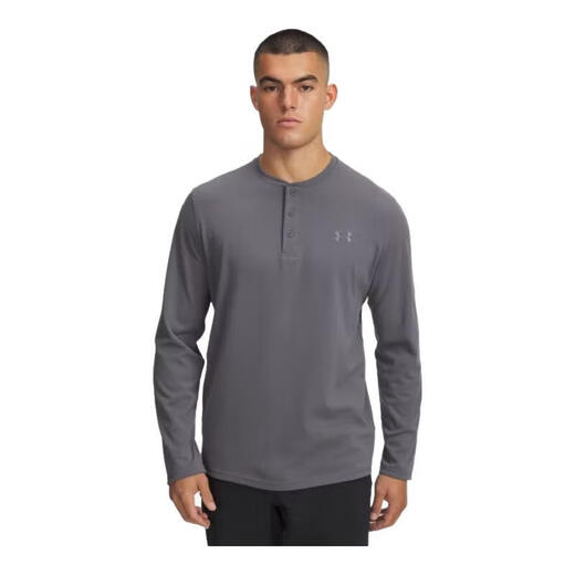 Under Armor men's sports and fitness T-shirt long-sleeved Henley shirt sweat-absorbent and breathable running workout lining anti-odor Nu Blue - 418 S suitable for bust 86-94cm